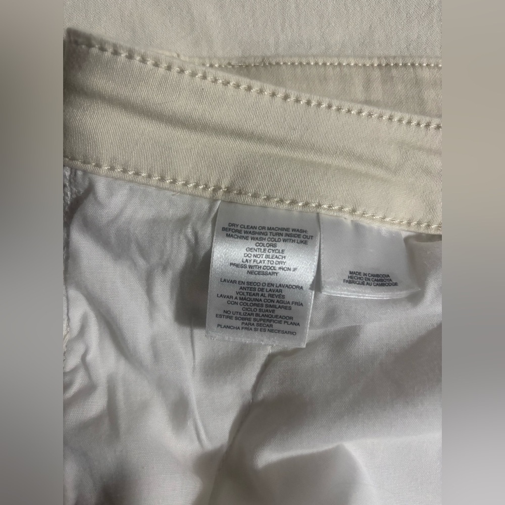 Anne Klein Pants Women White Cream Gold Button AK High Rise Trouser Size 16 - Picture 15 of 16